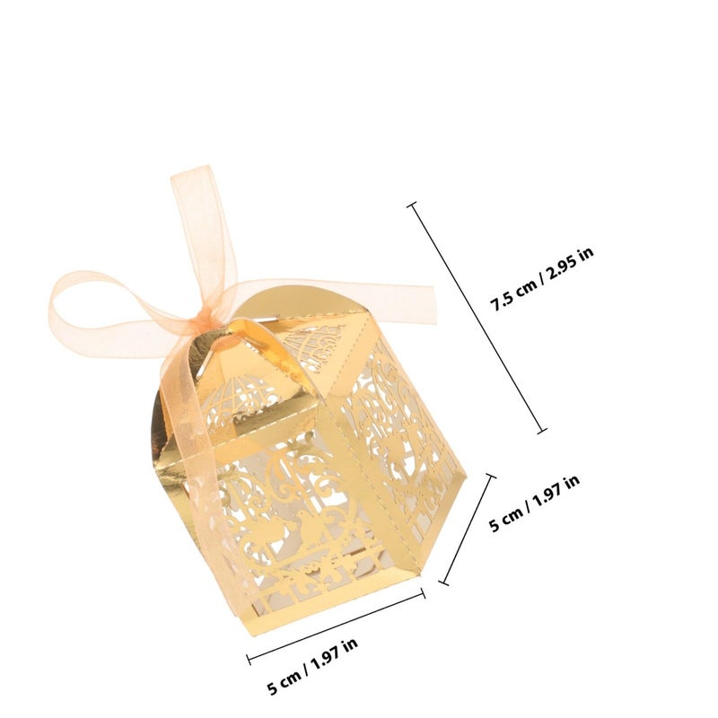 25pcs Hollow Laser Cut Wedding Candy Boxes with Ribbon for Treats and Valentine Gifts - Image 3