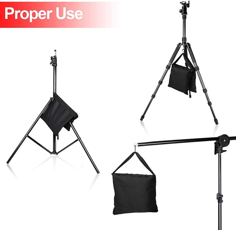 SHOPEE حقائب رملية لحقيبة السرج لمعدات التصوير والفيديو، عبوة 2 سوبر ثقيلة فارغة حقائب وزن رملية لستاند استوديو التصوير والفيديو، ستاند إضاءة، ترايبود وذراع جيب لكاميرا صغيرة - Image 4