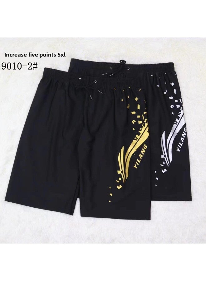 Loquat Super-large Size Swimming Trunks Men's Five-point Loose High Waist To Cover Belly To Prevent Embarrassment And Increase 200kg Fat Dad-Color:9625 Black And White- - Image 3