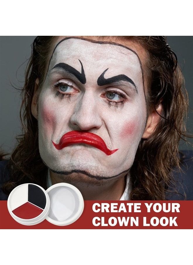 IONSGAKO - Clown Makeup Kit White Black Red Face Body Paint, Halloween Makeup Kit Face Paint for Professional Halloween Joker SFX Makeup Cosplay Vampire Eye Black Football Baseball Sports Makeup - Image 1
