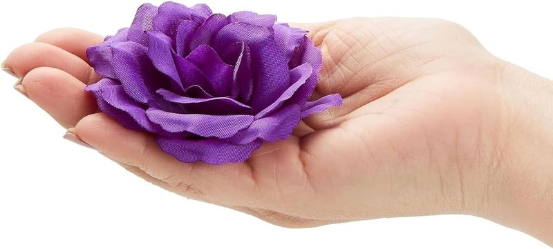 Bright Creations Artificial Roses Heads - 50 Pack, 3 in, Dark Purple Flowers, Stemless - Silk Roses for DIY Decor & Wedding Centerpieces - Image 4