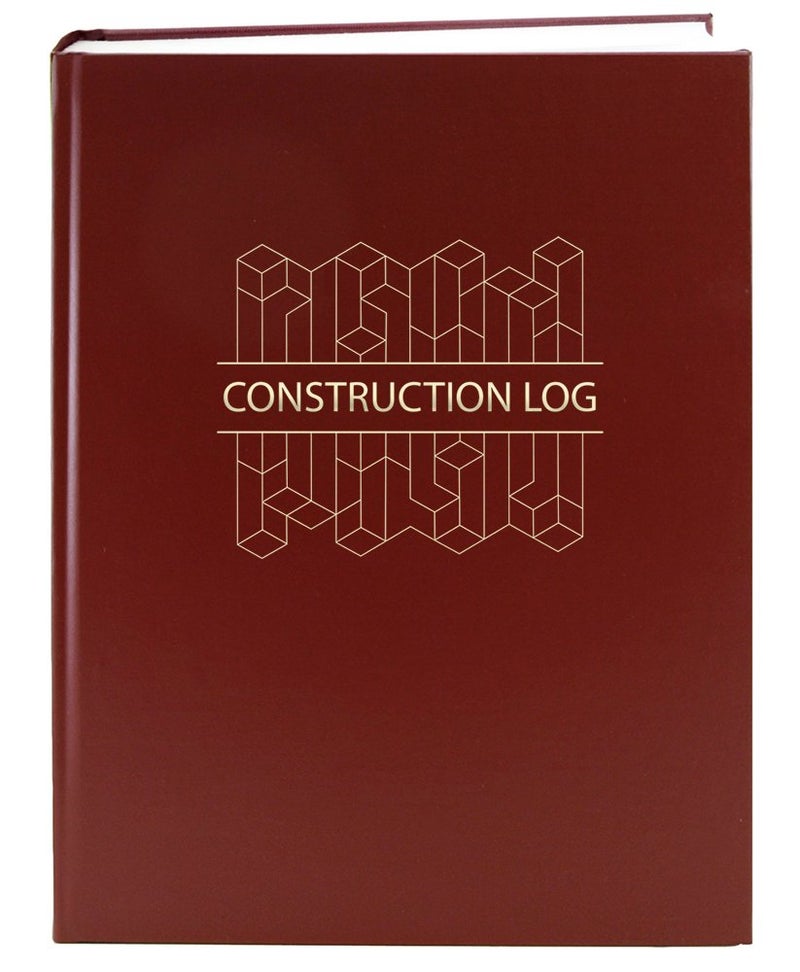 BookFactory Construction Daily Activity Log Book Construction Foreman Site LogBook - 384 Pages 8 7/8'' x 11 1/4'' Section Sewn Hardbound Burgundy Cover with Blocks (Made in USA)
