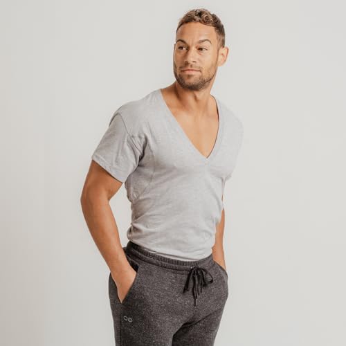 THOMPSON TEE Mens Sweatproof Undershirt Cotton Deep V Neck TShirt with Underarm Sweat Pads Original Fit AluminumFree Alternative Heather Grey XLarge - Image 3