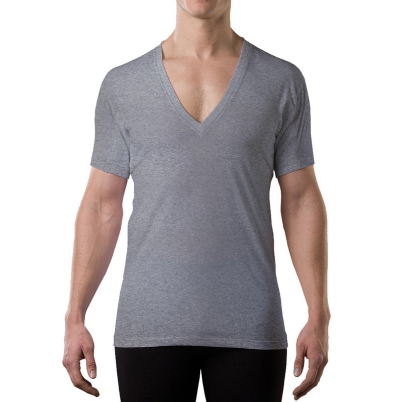 THOMPSON TEE Mens Sweatproof Undershirt Cotton Deep V Neck TShirt with Underarm Sweat Pads Original Fit AluminumFree Alternative Heather Grey XLarge - Image 2