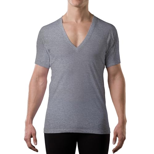 THOMPSON TEE Mens Sweatproof Undershirt Cotton Deep V Neck TShirt with Underarm Sweat Pads Original Fit AluminumFree Alternative Heather Grey XLarge - Image 1