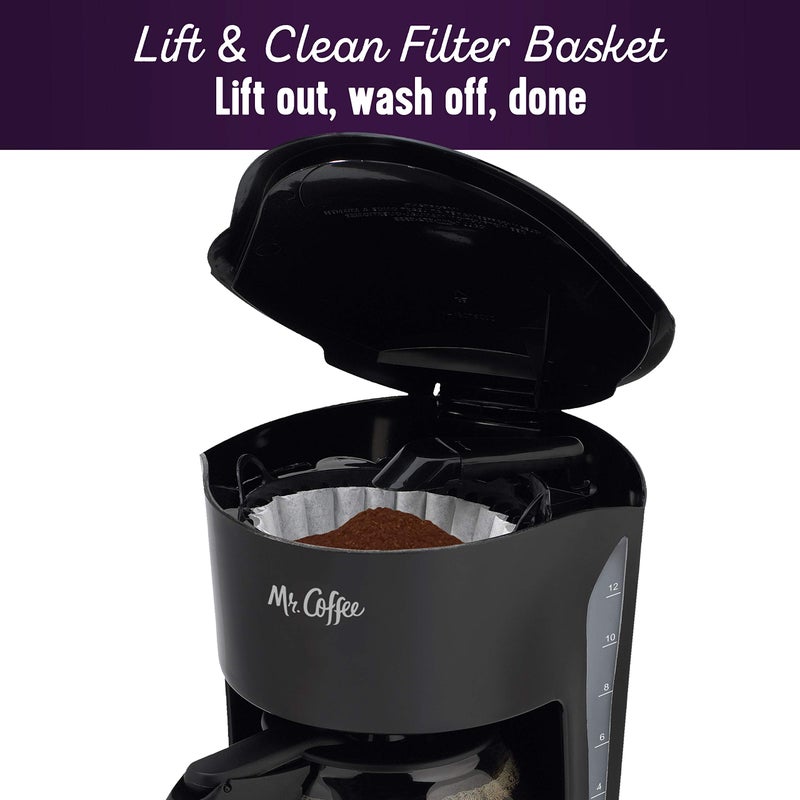 Mr. Coffee Black Coffee Maker, 12 Cups, with Auto Pause and Glass Carafe, Perfect for Home and Office Use - Image 4