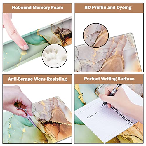 ARTSO Large Gaming Mouse Pad, Keyboard Wrist Rest Pad & Wrist Support Mousepad Set, Stitched Edge, Extended, Non-Slip Base, Memory Foam Desk Mat for Office, Home, Abstract Art Marble - Image 3