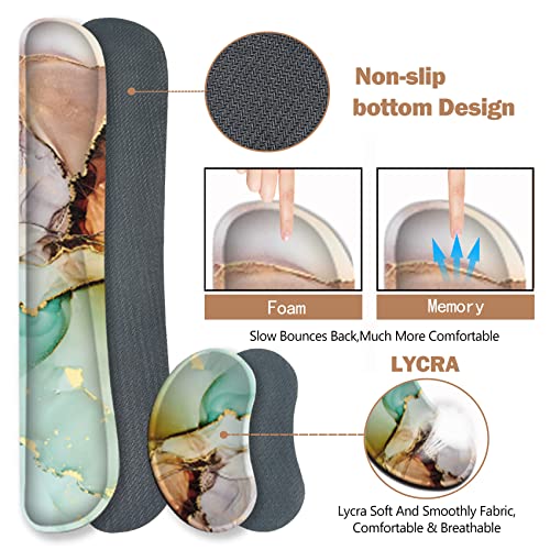 ARTSO Large Gaming Mouse Pad, Keyboard Wrist Rest Pad & Wrist Support Mousepad Set, Stitched Edge, Extended, Non-Slip Base, Memory Foam Desk Mat for Office, Home, Abstract Art Marble - Image 5