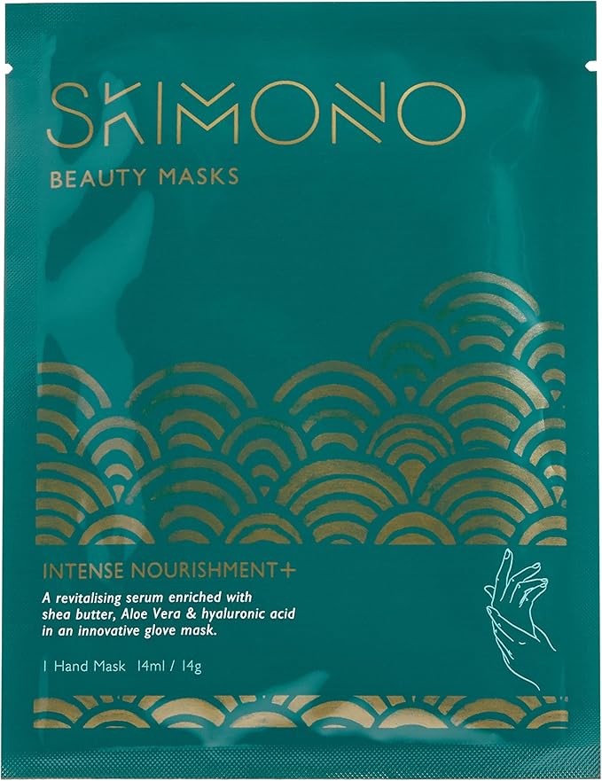 Skimono قفازات ماسك اليد المرطبة من سكي مونو 1 زوج مشبعة بسيروم زبدة الشيا والألوة لمرطبات اليدين الجافة علاج الكولاجين وحمض الهيالورونيك - Image 1