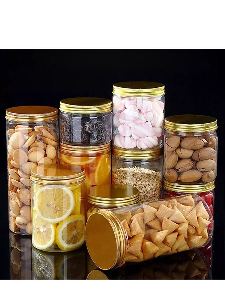 الصقر 12 قطعة (350 مللي) زجاجة تخزين التوابل فارغة قابلة لإعادة الملء برطمان شفاف / حاوية طعام / برطمانات بلاستيكية للحيوانات الأليفة / علبة بلاستيكية مع أغطية ذهبية معدنية - Image 5