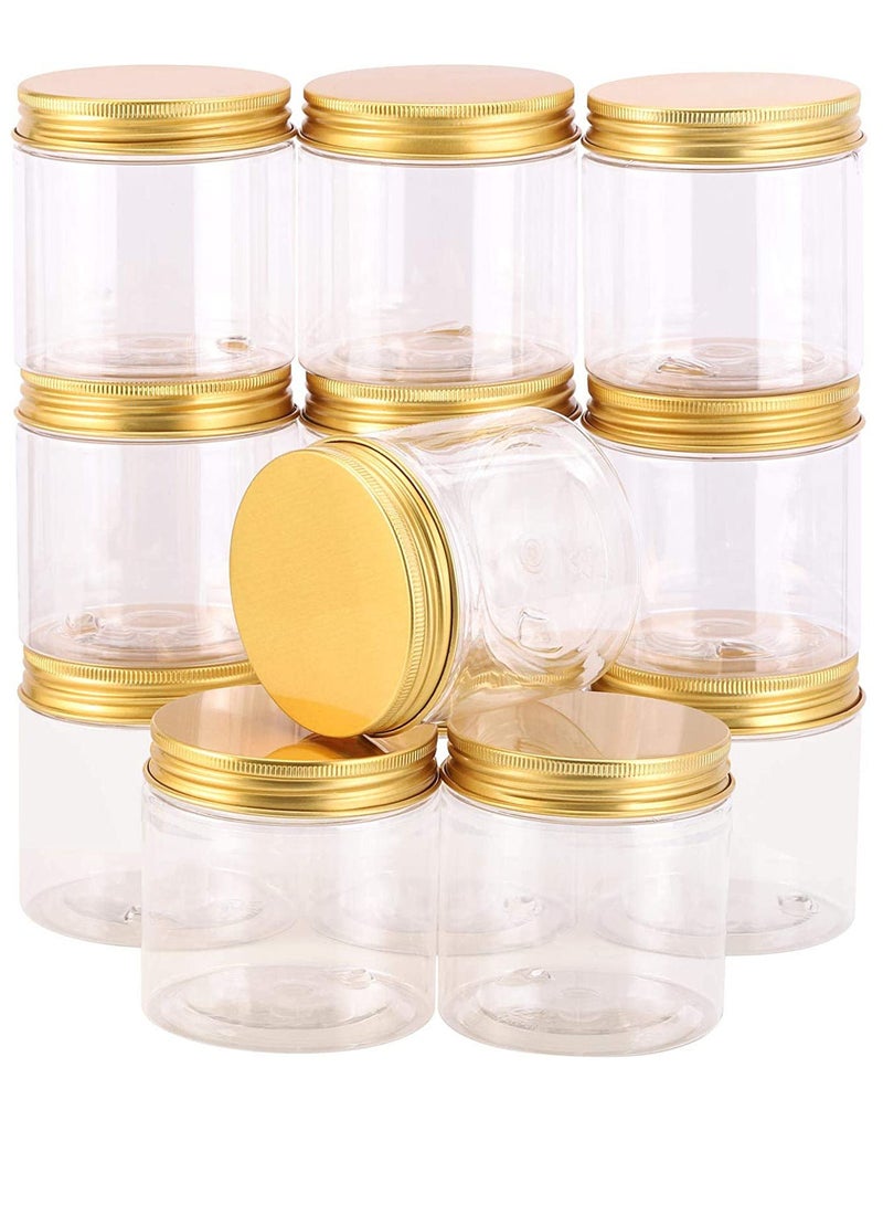 الصقر 12 قطعة (350 مللي) زجاجة تخزين التوابل فارغة قابلة لإعادة الملء برطمان شفاف / حاوية طعام / برطمانات بلاستيكية للحيوانات الأليفة / علبة بلاستيكية مع أغطية ذهبية معدنية - Image 2