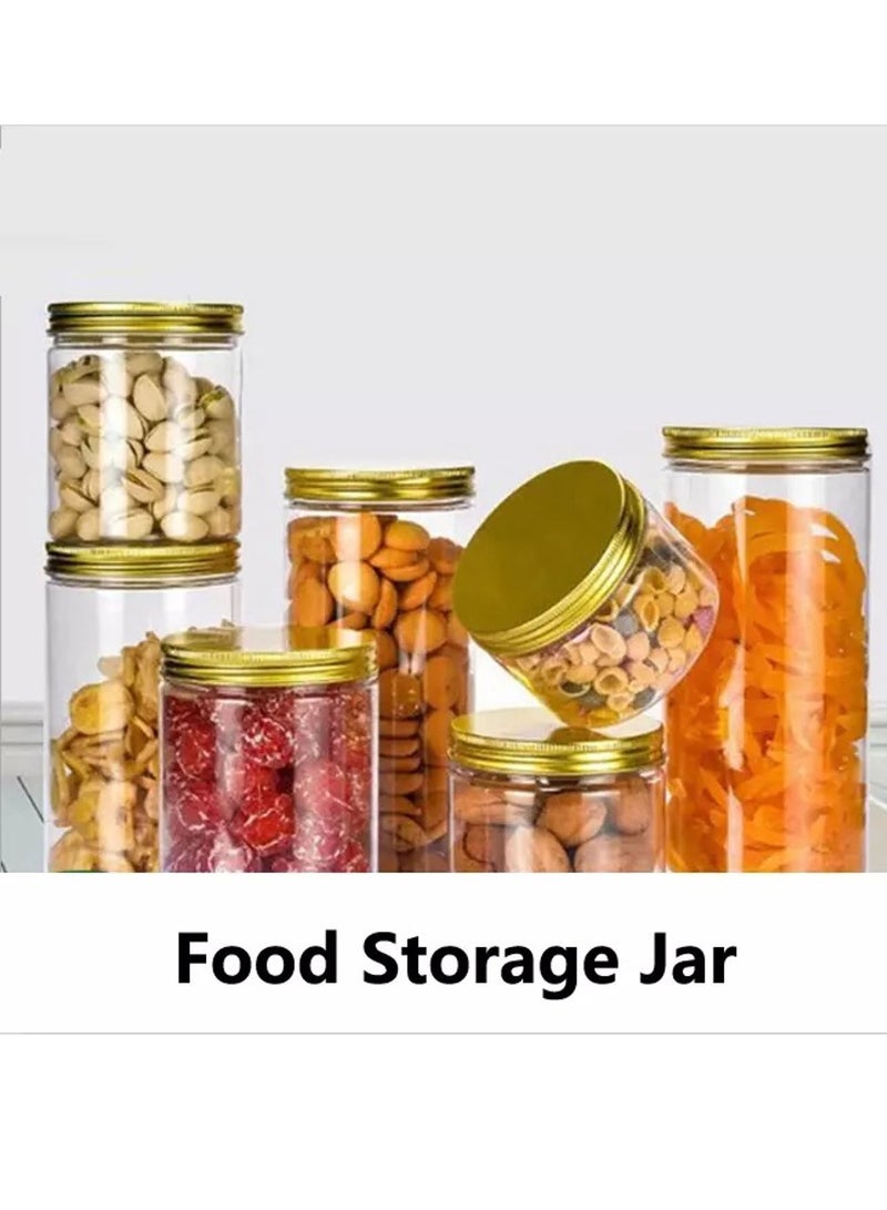 الصقر 12 قطعة (350 مللي) زجاجة تخزين التوابل فارغة قابلة لإعادة الملء برطمان شفاف / حاوية طعام / برطمانات بلاستيكية للحيوانات الأليفة / علبة بلاستيكية مع أغطية ذهبية معدنية - Image 4