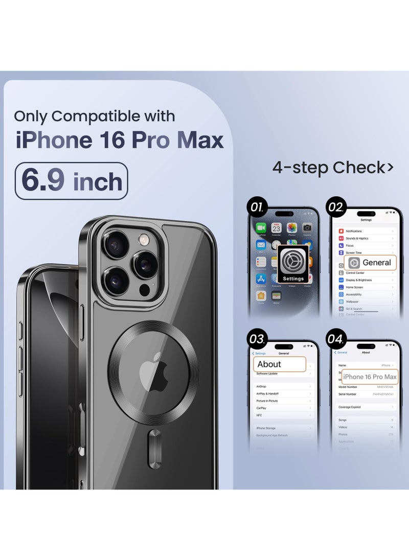 GolbinBox Magnetic Phone Case for iPhone 16 Pro Max Built-in Camera Storage Holder Compatible with MagSafe 16FT Premium Drop Protection Shockproof Ultra-Thin Phone Case for iPhone 16 ProMax 6.9 Inch Black  - Image 2