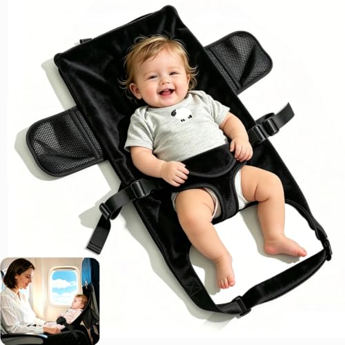 VANDOULUM Toddler Airplane Bed 112 Months Old Toddler Travel Essentials for Flying Airplane Seat Extender Plane Portable High Chair Harness Seat for Little Black - Image 1