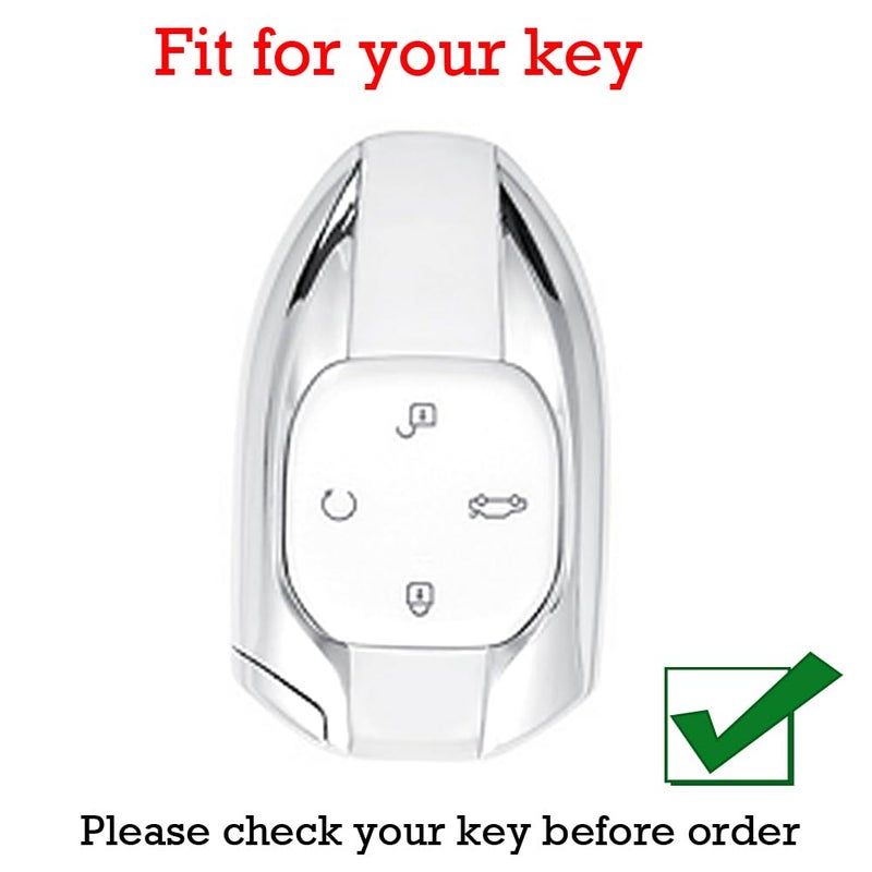 KUNIO Leather Metal Car Key Fob Cover Fit for Trumpchi GAC 2021 Empow J11 J12 GS8 GM6 Key Protective Cover Keychain Key Holder Key Cover 4 Button B Black - Image 2