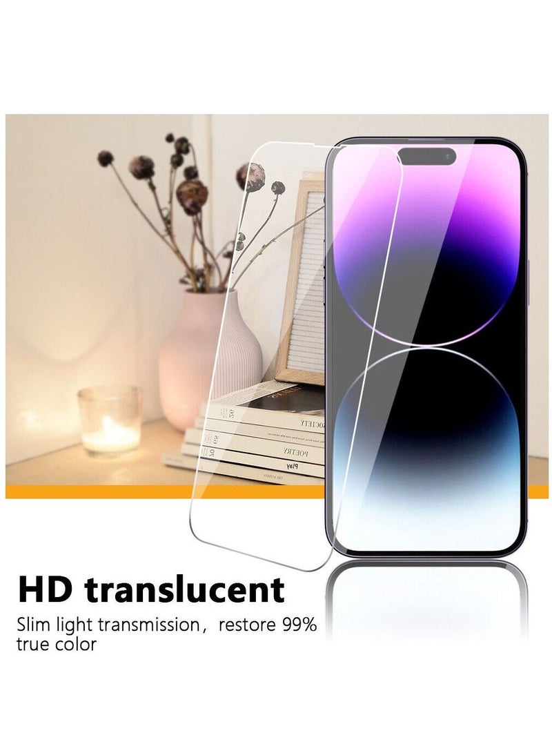 BORTONY Tempered Glass Screen Protector for 14/14 Pro/13/13 Pro 6.1 Inch Easy Installation Bubble Free HD Clear Scratch Resistant Anti-Fingerprint Full-Screen Coverage Compatible with Apple iPhone 14 Pro - Image 1