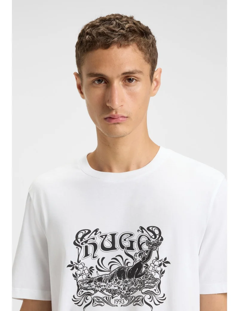 HUGO Cotton-jersey T-shirt with logo artwork