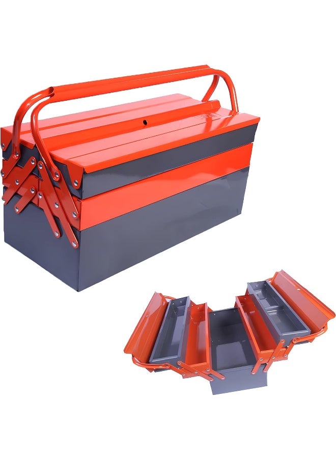 Poaker 5 Compartment Metal Tool Box With Double Handle  - Image 1
