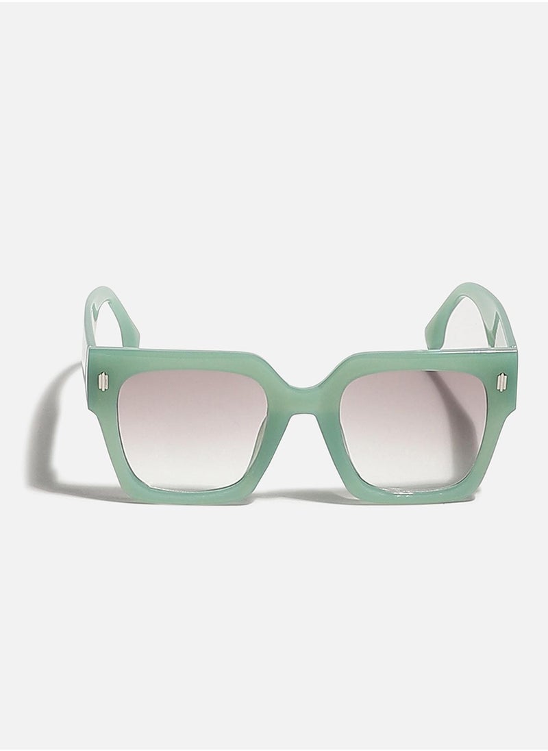 Haute Sauce Tinted Lens Green Frame Oversized Sunglass  - Image 4