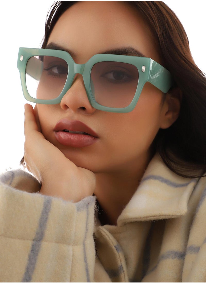 Haute Sauce Tinted Lens Green Frame Oversized Sunglass  - Image 3
