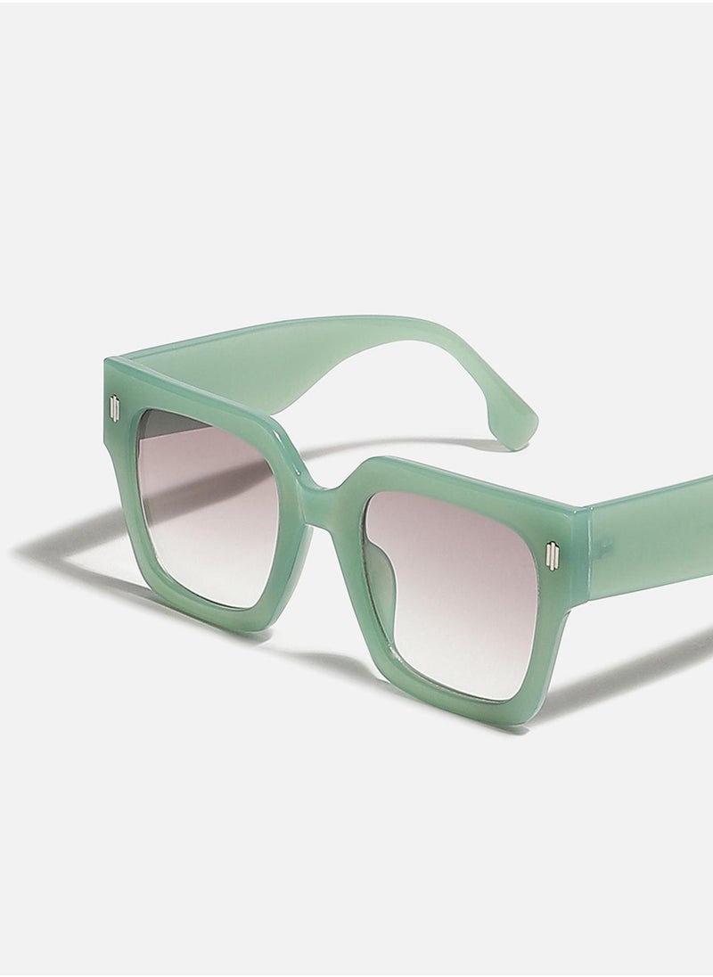 Tinted Lens Green Frame Oversized Sunglass