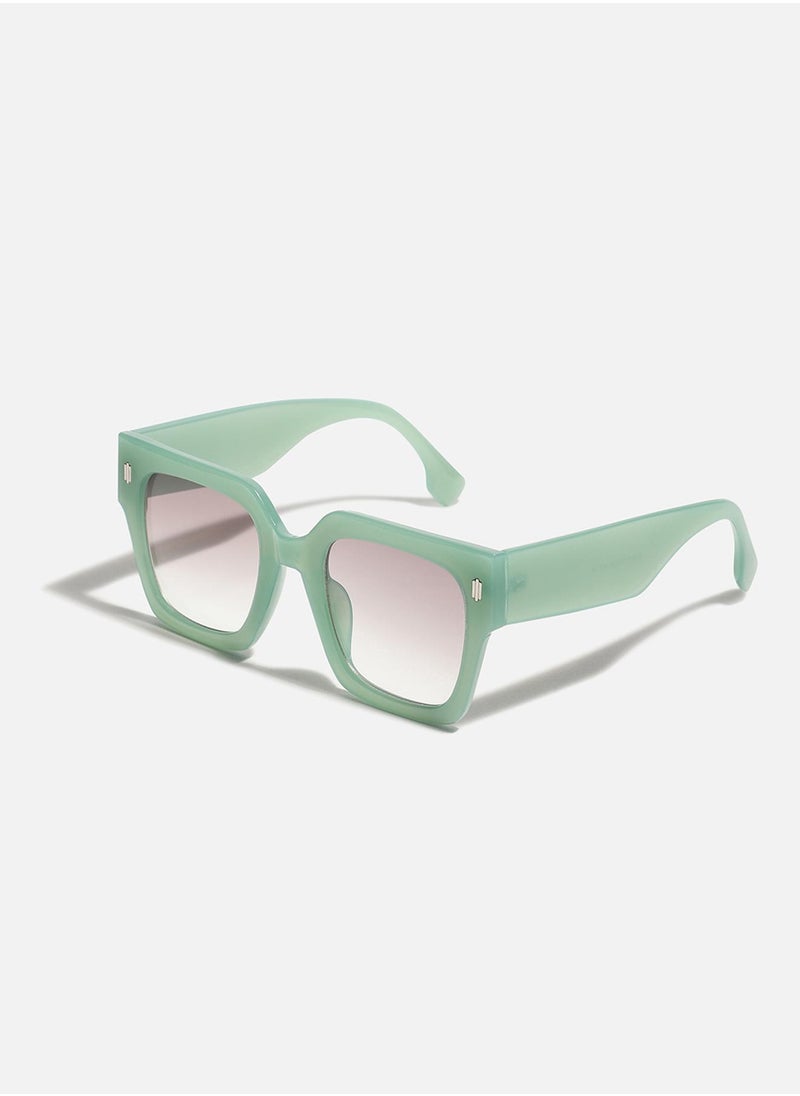 Haute Sauce Tinted Lens Green Frame Oversized Sunglass  - Image 5