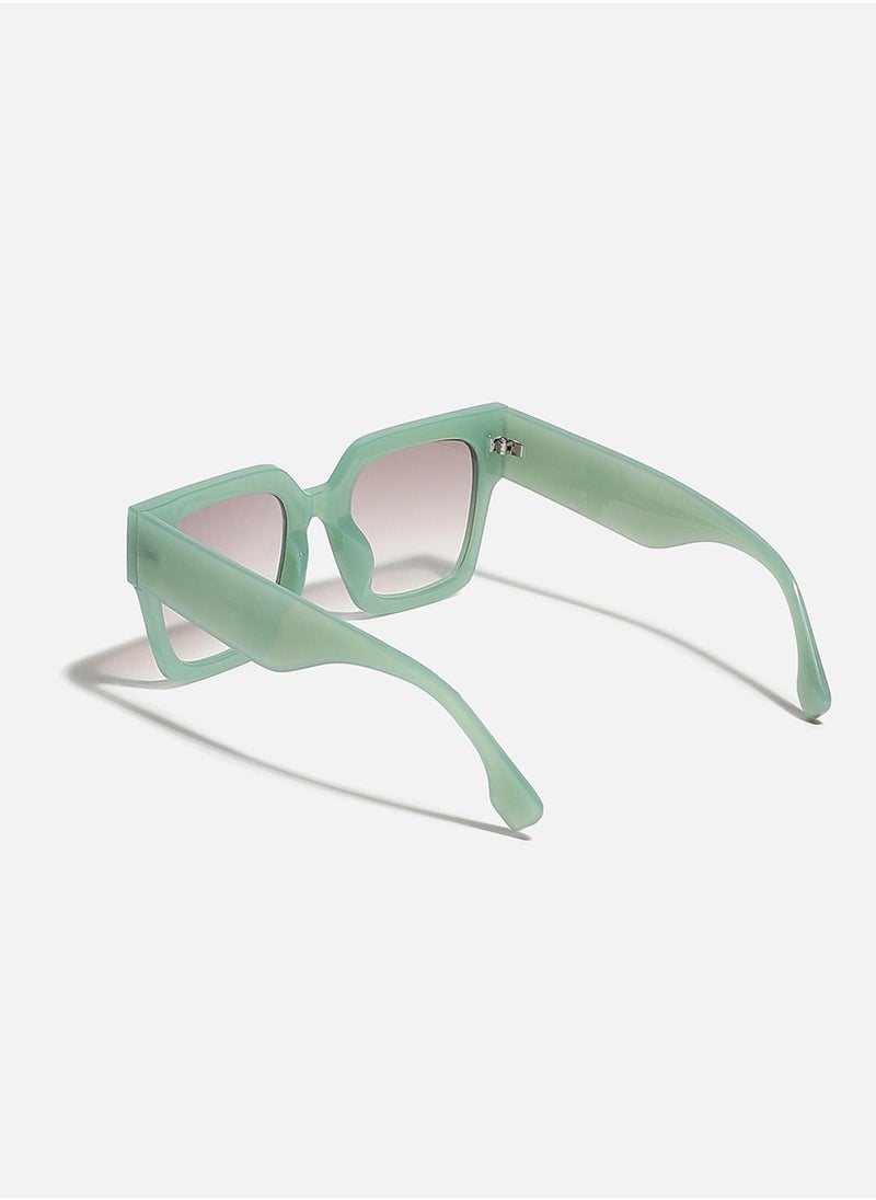 Tinted Lens Green Frame Oversized Sunglass