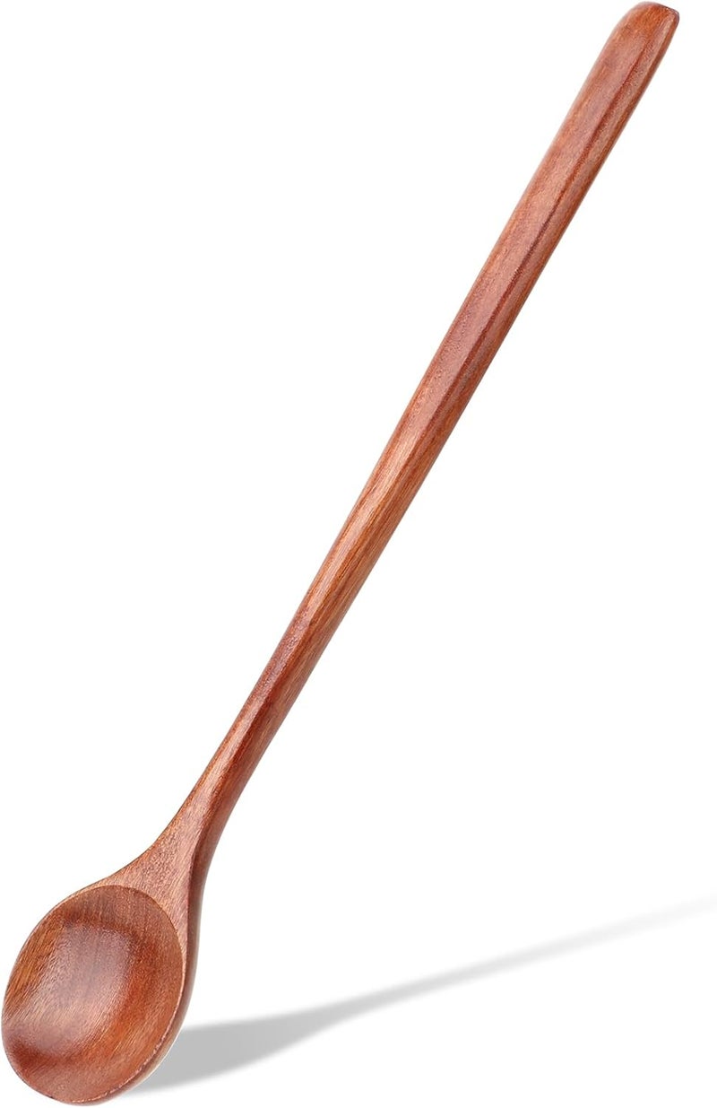 COBEE 10.8 Inch Long Handle Wooden Spoons, Korean Spoon with Handle Spoon for Cooking, Wood Soup Spoons for Korean Food Soup Cooking Mixing Stirring Kitchen Tools - Image 1