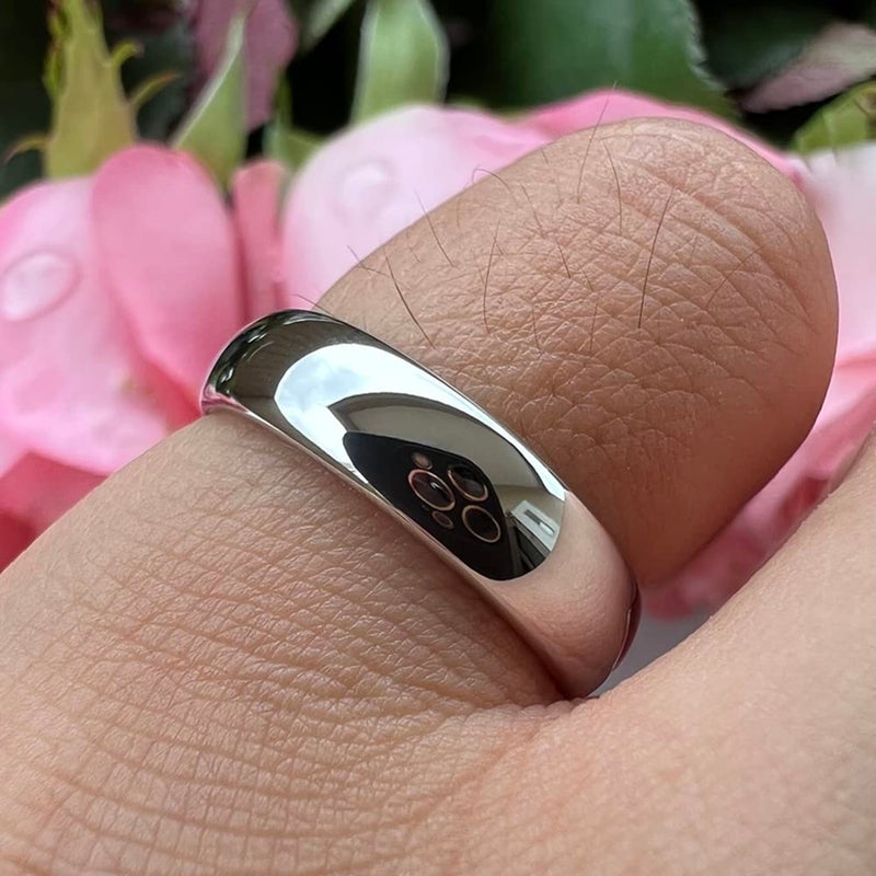 TUTISS 6mm White Tungsten Rings for Men Women Engagement Wedding Bands Domed Polished Comfort Fit Size 10.5 - Image 5