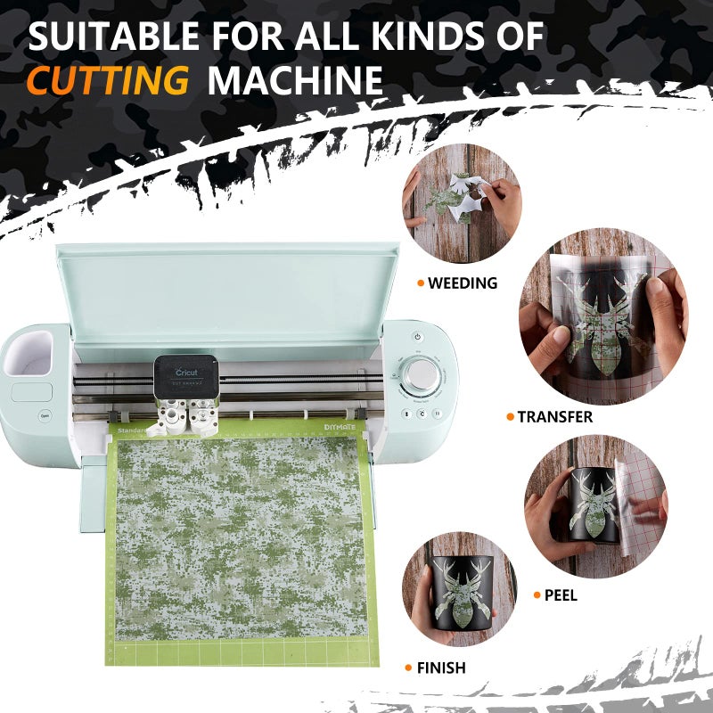Tintnut Permanent Vinyl - 8 Sheets 12"x10", Camo Permanent Adhesive Vinyl Sheets, Army Pattern Self Sticker Water proofing Compatible with Cricut Or Silhouette - Image 3