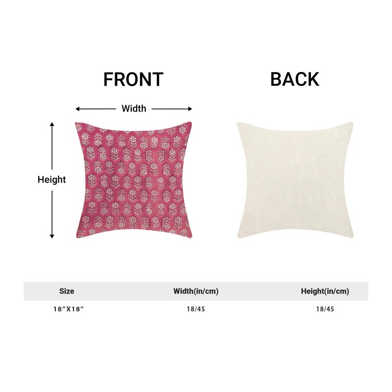 AEIOAE Hot Pink Pillow Covers 18x18 Inch Set of 2,Preppy Boho Vintage Floral Throw Pillows Case,Flower Rustic Seasonal Spring Summer Outdoor Decorative Farmhouse Decor Cushion Covers for Sofa Couch - Image 5