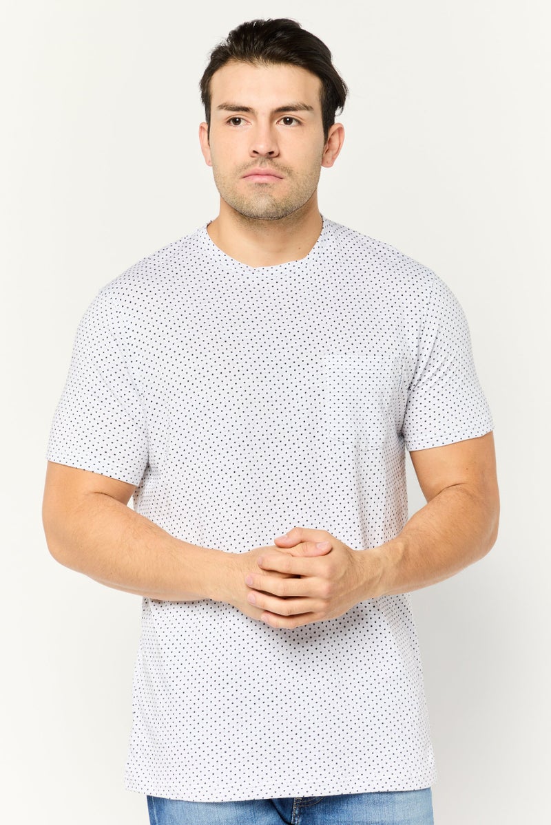 Peter Werth Men Crew Neck Short Sleeves Allover T-Shirt, White - Image 1