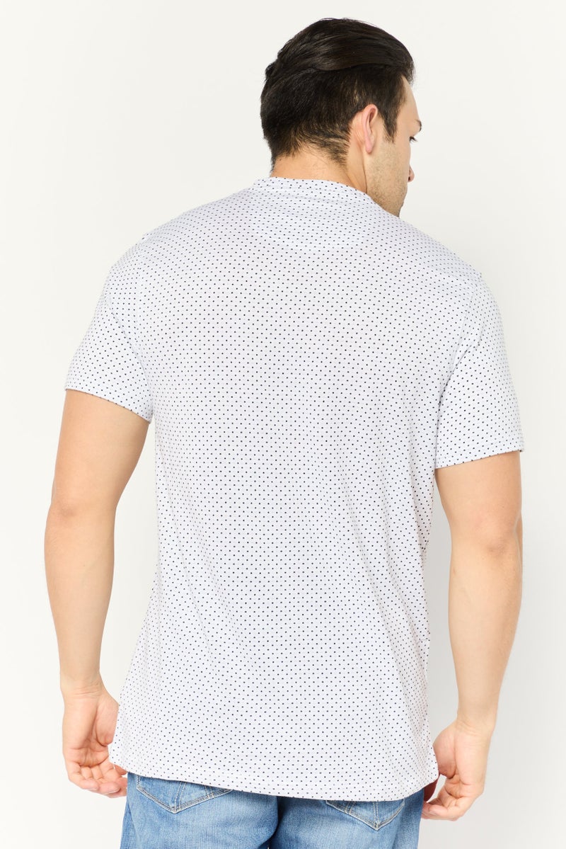 Peter Werth Men Crew Neck Short Sleeves Allover T-Shirt, White - Image 4