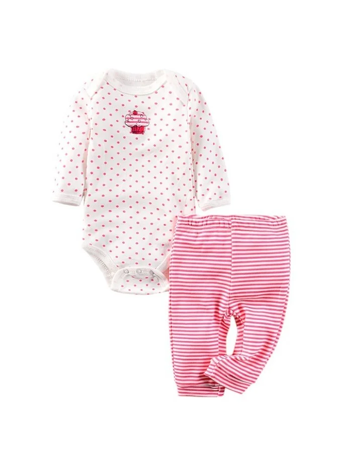 بمبىمىشى Bambimici Cupcake Bodysuit Long Sleeve & Pyjama with Hat Set - Pink
