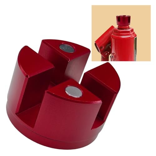 LHDOS Universal Magnetic Jack Pad Jack Pad Slotted Bracket Frame Rail Protector Aluminum Grooved Jack Puck Adapter 50 mm in Diameter Cross Beam Weld Side Support Block for Most Vehicles Red - Image 1