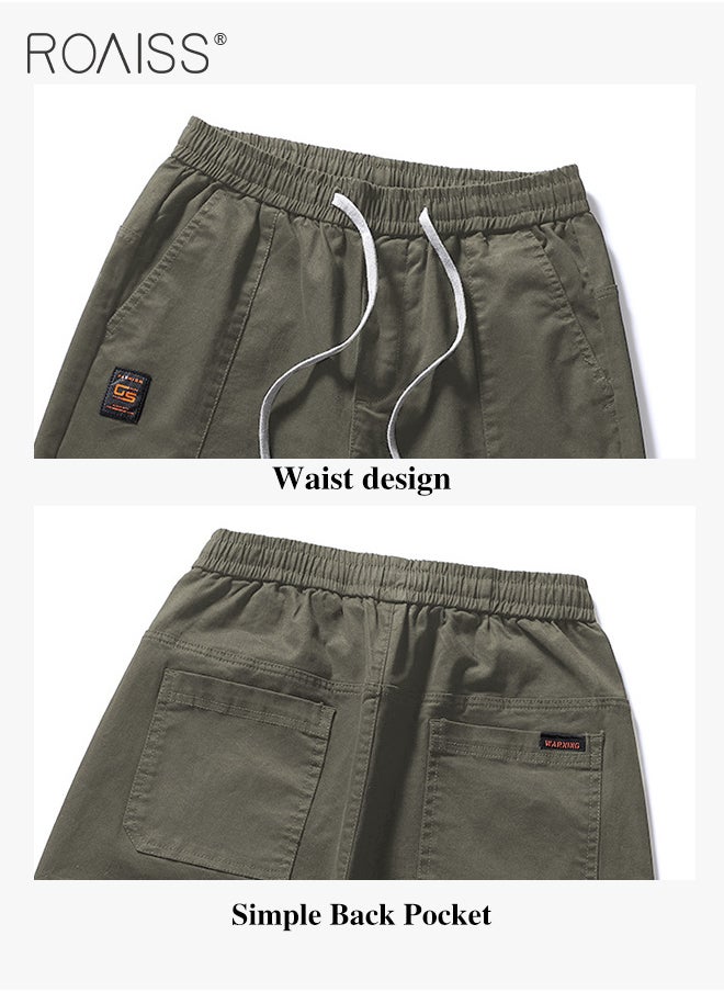 roaiss Men Fashionable and Comfortable Cotton Cargo Pants Loose Fit Joggers with Cuffed Ankles Ideal for Sports and Casual Wear  - Image 5