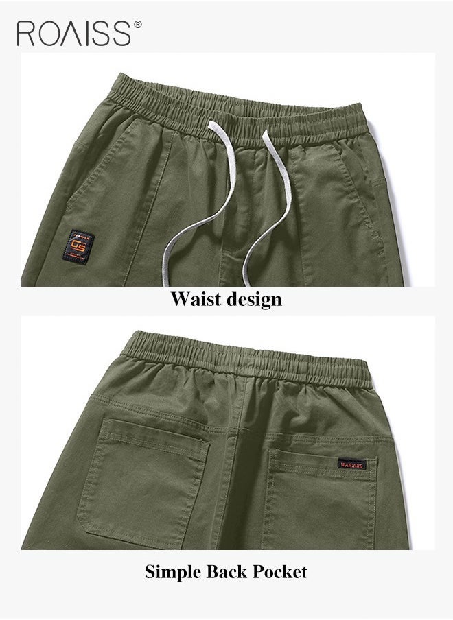 roaiss Men Fashionable and Comfortable Cotton Cargo Pants Loose Fit Joggers with Cuffed Ankles Ideal for Sports and Casual Wear  - Image 5