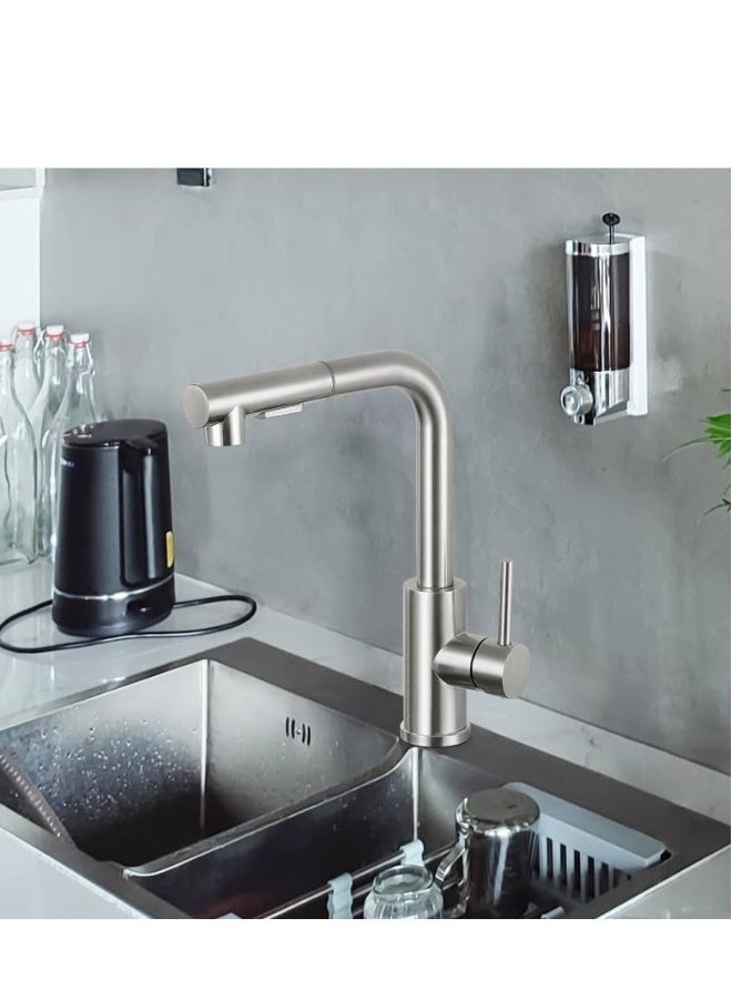Kitchen Taps Mixer for Sink with 360 Degree Spout Swivels Single Handle Two Spray Function Pull Out 40.6cm Flexible Hose - Image 2