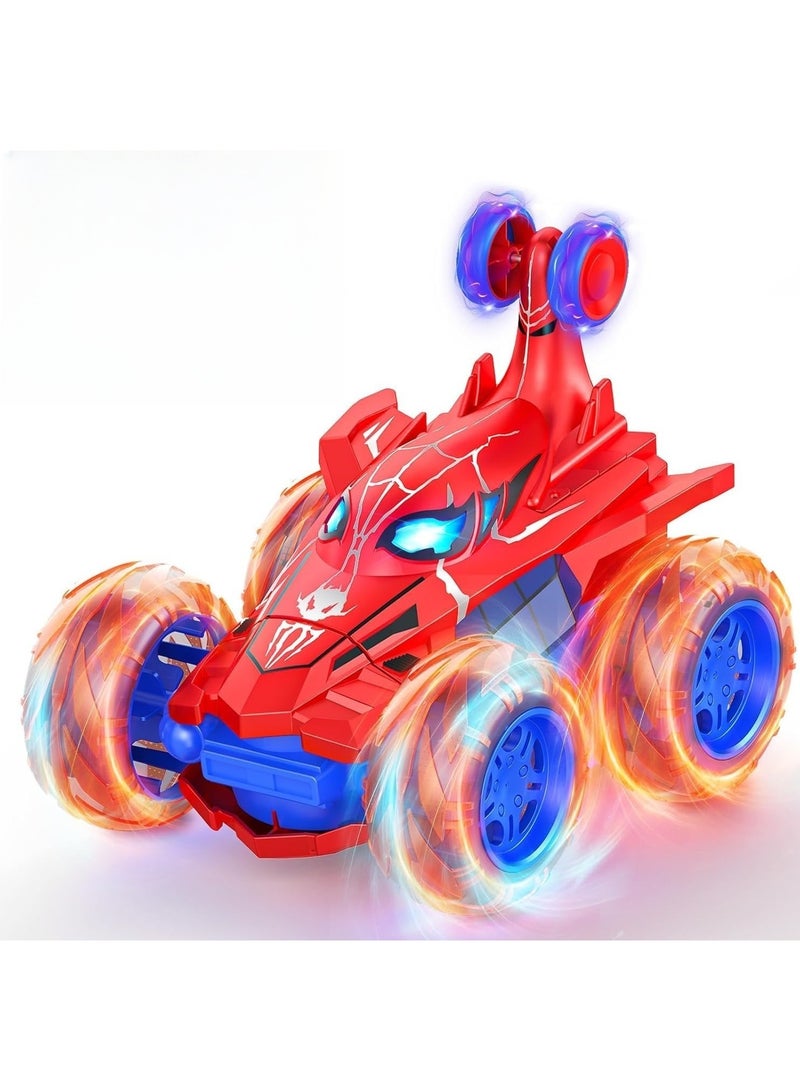 OHAHO Spider Remote Control Car for Boys 4-6,360° Rotating Double-Sided Rechargeable RC Stunt Cars with Cool Headlights,2.4Ghz 4WD Off-Road Racing Cars for Kids Age 3 4 5 6 7 8 9 10 11 12 (Red) - Image 2