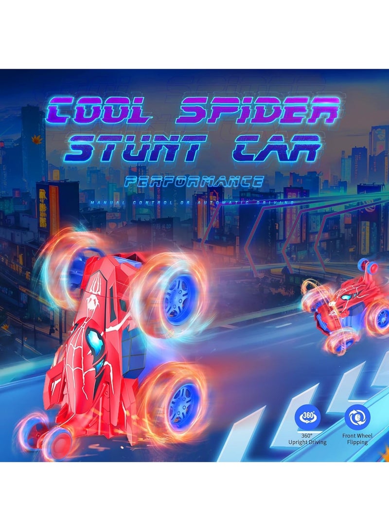 OHAHO Spider Remote Control Car for Boys 4-6,360° Rotating Double-Sided Rechargeable RC Stunt Cars with Cool Headlights,2.4Ghz 4WD Off-Road Racing Cars for Kids Age 3 4 5 6 7 8 9 10 11 12 (Red) - Image 3