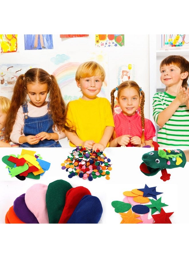 TOPZEA TOPZEA 12 Pack Hand Puppet Making Kit, Kids Craft and Art Aupplies Felt Sock Puppet Creative DIY Make Your Own Puppets Kits with Pompoms and Wiggle Googly Eyes Storytelling Role Play Party Supplies - Image 5