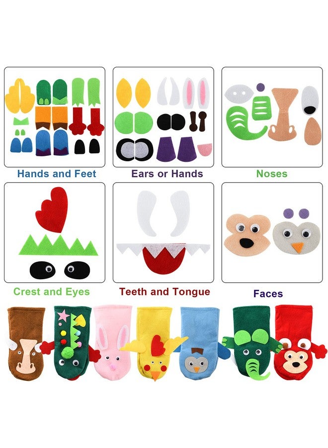 TOPZEA TOPZEA 12 Pack Hand Puppet Making Kit, Kids Craft and Art Aupplies Felt Sock Puppet Creative DIY Make Your Own Puppets Kits with Pompoms and Wiggle Googly Eyes Storytelling Role Play Party Supplies - Image 3