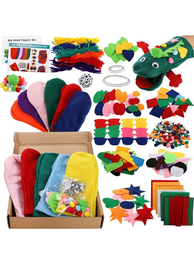 TOPZEA TOPZEA 12 Pack Hand Puppet Making Kit, Kids Craft and Art Aupplies Felt Sock Puppet Creative DIY Make Your Own Puppets Kits with Pompoms and Wiggle Googly Eyes Storytelling Role Play Party Supplies - Image 1