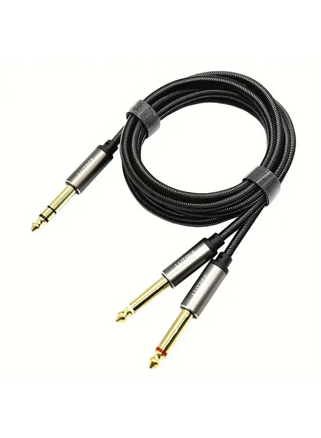 6.5mm Mono To Dual Stereo Jack Audio Cable 196.85inch Male To Male - Image 1