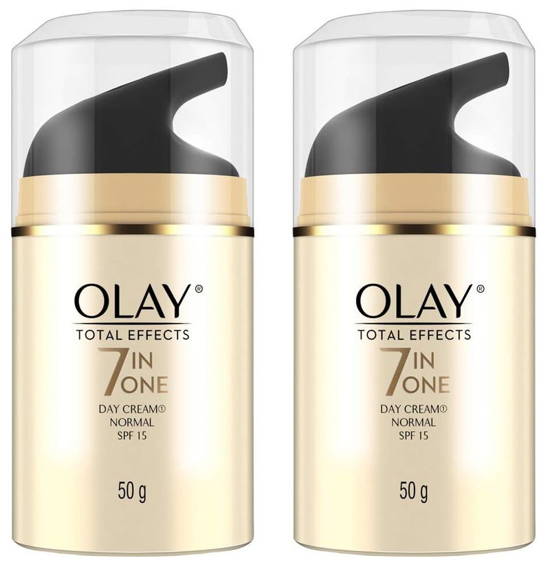 Olay Total Effects Day Cream With Vitamin B5 Niacinamide Green Tea Spf 15 Fights With Uv Protection For Normal Dry Oily Combination Skin 50 Gm Pack of 2 - Image 1