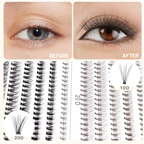 Bodermincer 10D /20D Mixed, 0.07mm /0.10 mm Mixed, 8-12mm,10-14mm,12-16mm,14-18mm,16-20mm and Under Eyelashes Mixed C Curl Natural False Eyelash Extension Soft Lashes Individual Eyelashes (8-12mm Mixed) - Image 3