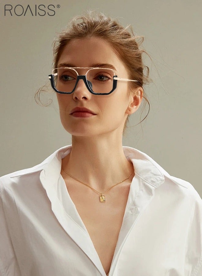 roaiss Blue Light Blocking Glasses for Unisex Blue Light Filter Computer Reading Gaming TV Phones Square Eyeglasses Oversize Anti Eyestrain Headache Eyewear for Men Women Black Gold 54mm - Image 2