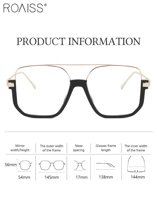 roaiss Blue Light Blocking Glasses for Unisex Blue Light Filter Computer Reading Gaming TV Phones Square Eyeglasses Oversize Anti Eyestrain Headache Eyewear for Men Women Black Gold 54mm - Image 4