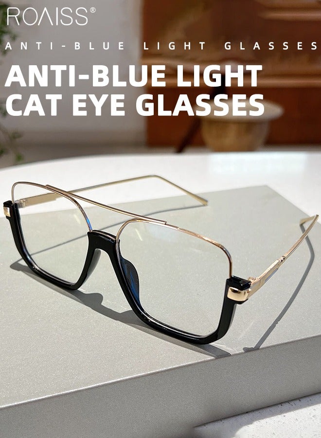 roaiss Blue Light Blocking Glasses for Unisex Blue Light Filter Computer Reading Gaming TV Phones Square Eyeglasses Oversize Anti Eyestrain Headache Eyewear for Men Women Black Gold 54mm - Image 3