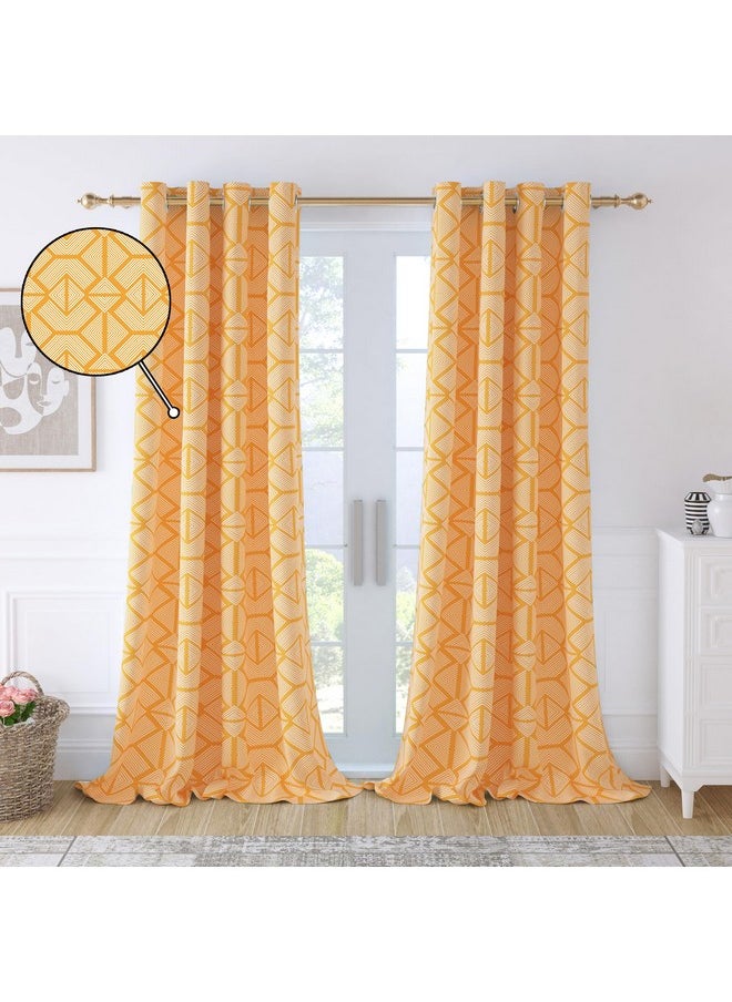Story@Home Story@Home Window Curtains 5 Feet Long Set of 1 | Bohemian Curtains | Geometric Design Cotton Curtain | Light Filtering Curtains for Windows | Curtains for Living Room | (116 x 152 cm, Orange)  - Image 1